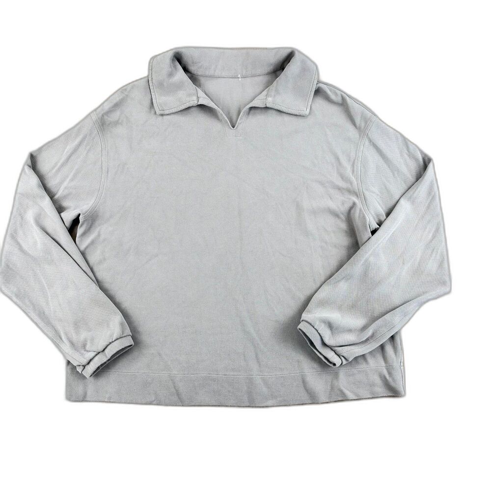 Lululemon Athletica Women's Small Gray Softstreme Pique Oversized Long-Sleeve Po
